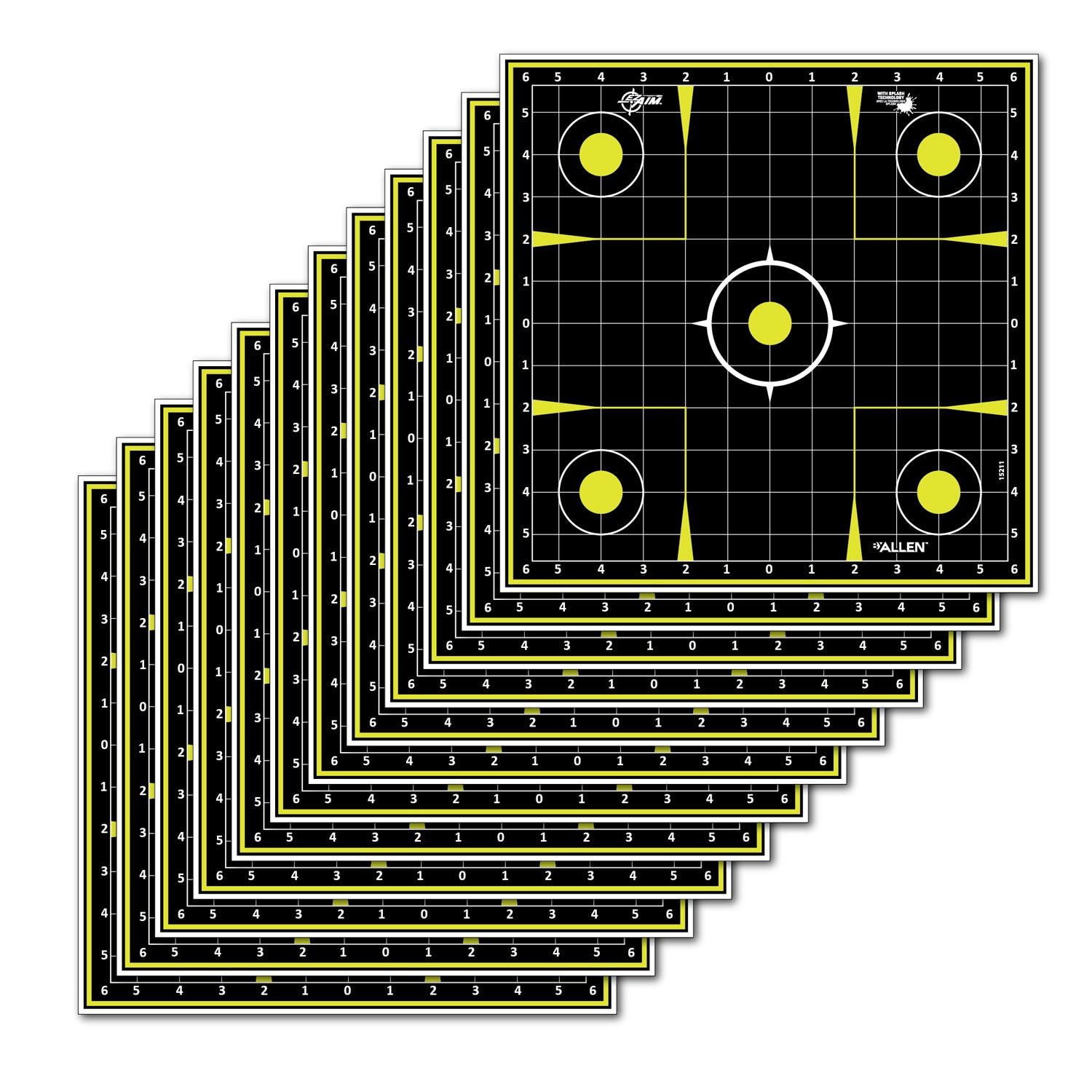 EZ-Aim 15211 Splash Reactive Sight-In Grid Shooting Targets, Non-Adhesive, Pack of 12
