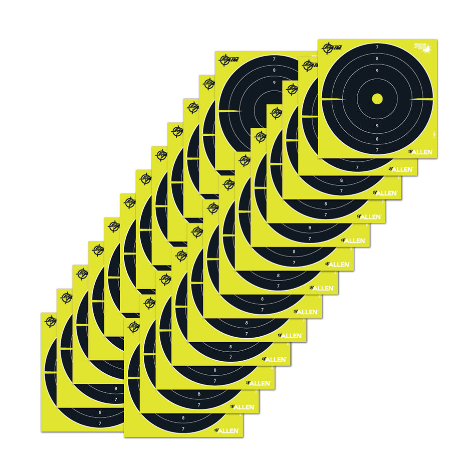 EZ-Aim 15213 Splash Reactive 8-Inch Bullseye Non-Adhesive Hanging Paper Targets, 25-Count