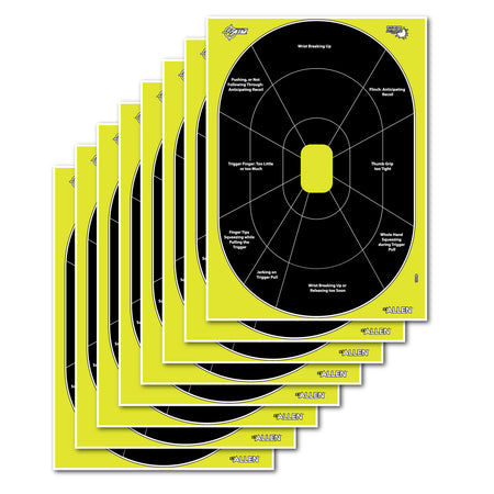 EZ-Aim 15220 Splash Reactive 12x18 Inch Oval Handgun Paper Targets, Black & Yellow, 8-Count
