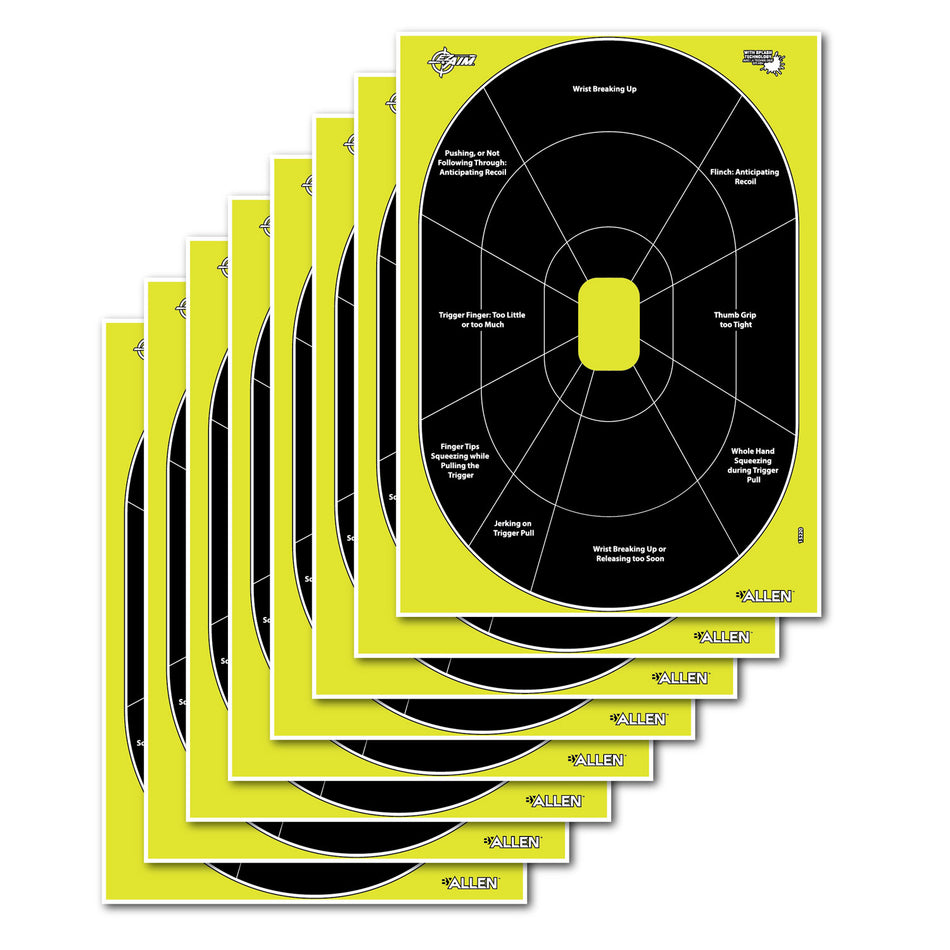 EZ-Aim 15220 Splash Reactive 12x18 Inch Oval Handgun Paper Targets, Black & Yellow, 8-Count