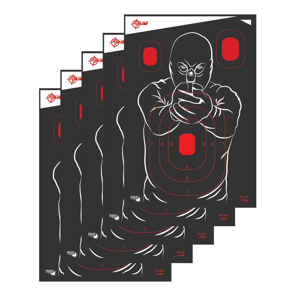 EZ-Aim 15249 Splash Reactive Bad Guy Non-Adhesive Shooting Targets, 12x18 Inch, 5-Count