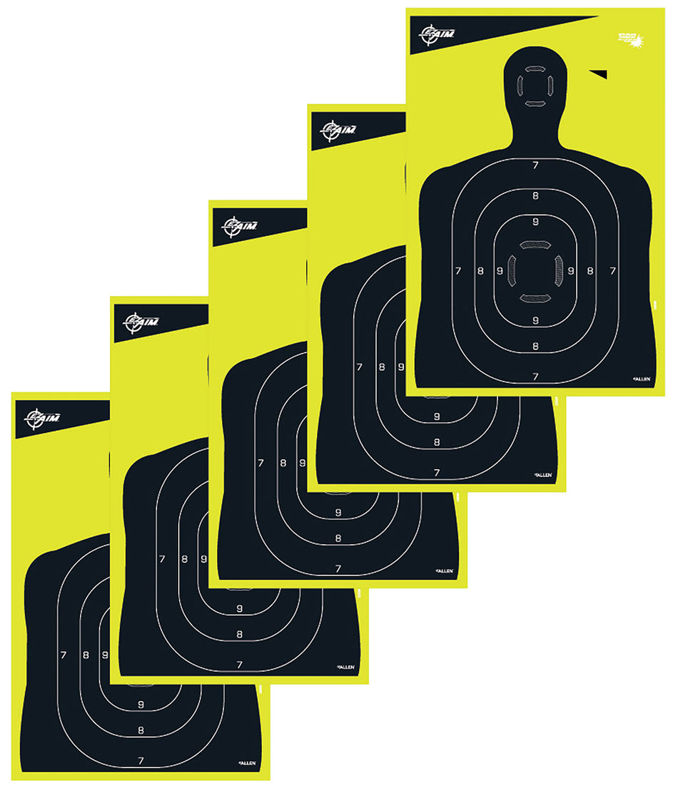 EZ-Aim 15330 Splash Reactive 12x18 Inch Silhouette Paper Hanging Targets, Black & Yellow, 5-Count