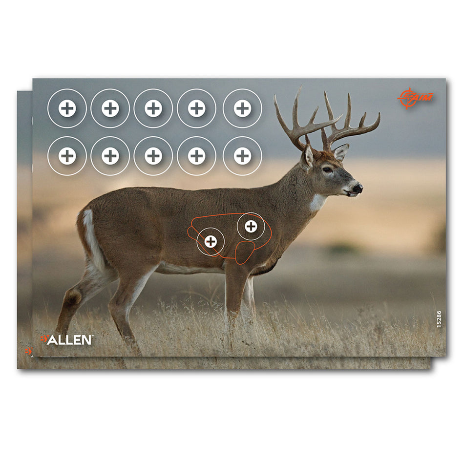 EZ-Aim 15286 Whitetail Deer Hanging Paper Target 23" x 35" Multi-Color Includes Pasters 2 Per Package