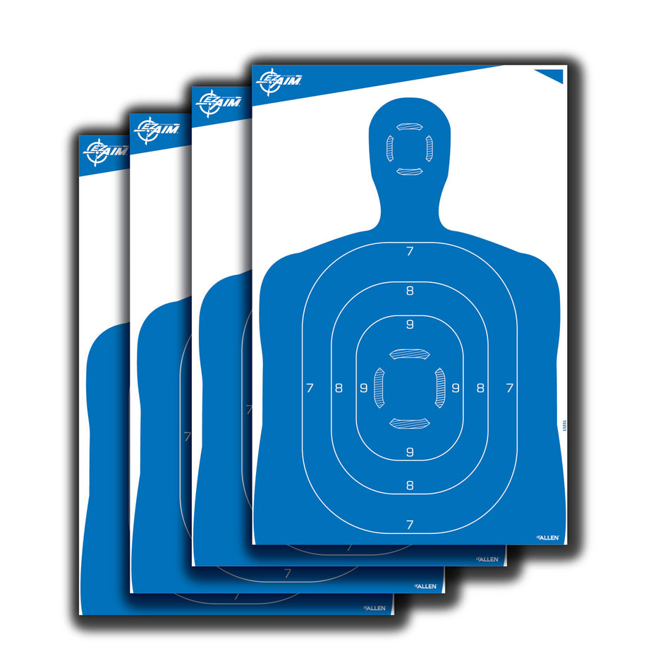 EZ-Aim 15331 Silhouette Hanging Paper Shooting Target 23" x 35" Blue/White 4 Pack