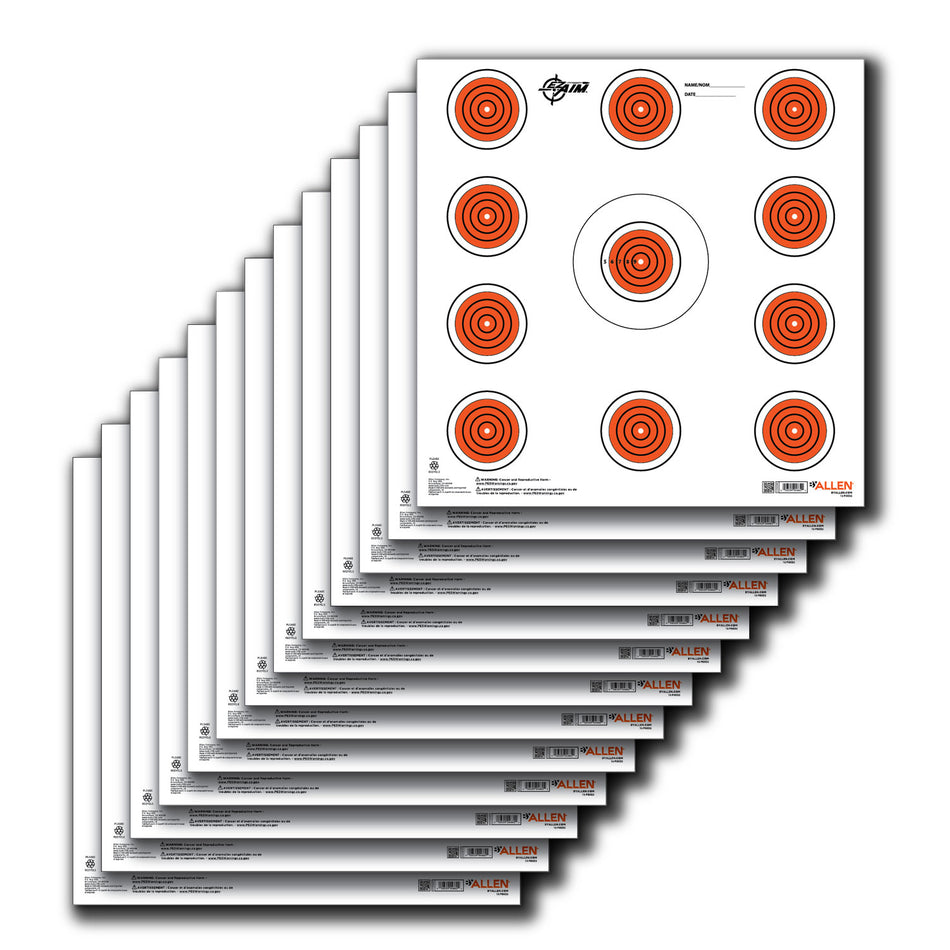 EZ-Aim 15245 Paper Targets Indoor SPOT Hanging 12" x 12" Orange/White 13 Pack