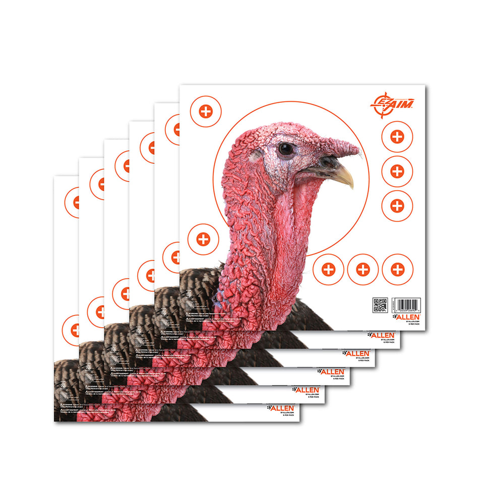 EZ-Aim Four Color Turkey Paper Hanging Target Shotgun 12"x12" Multi-Color 6 Per Pkg