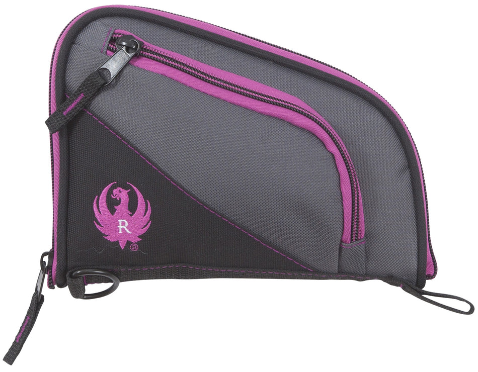 Ruger Tucson 8" Women's Lockable Handgun Case Black Gray Orchid Accents