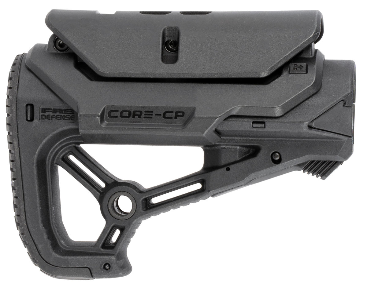 FAB Defense FXGLCORESCP AR-15/M4 GL-Core S CQB Combat Buttstock Adjustable Cheekrest Black FRP