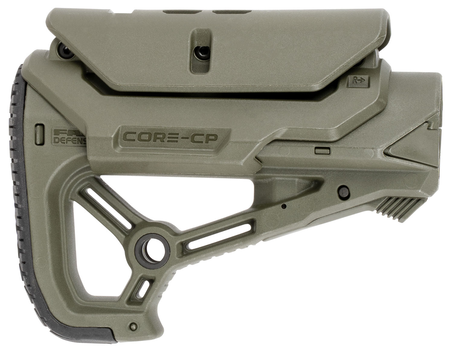 FAB Defense FXGLCORECPG AR-15/M4 GL-Core CP Adjustable Cheekrest Buttstock OD Green FRP
