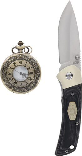 Old Timer Pocket Watch and Knife Gift Tin Combo Set