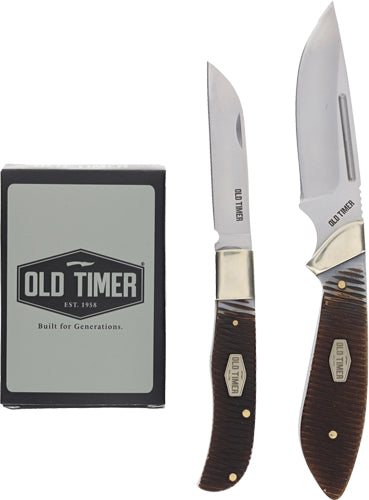 Old Timer Gift Tin Fixed/Folder Knife and Cards Combo Set