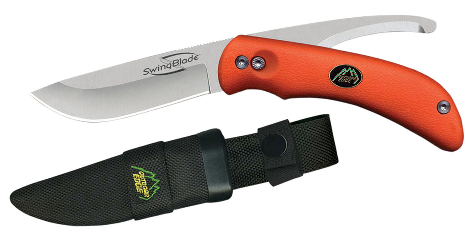 Outdoor Edge SZ20NC SwingBlade Folding Skinning/Gutting Knife AUS8 SS Blade Blaze Orange Handle