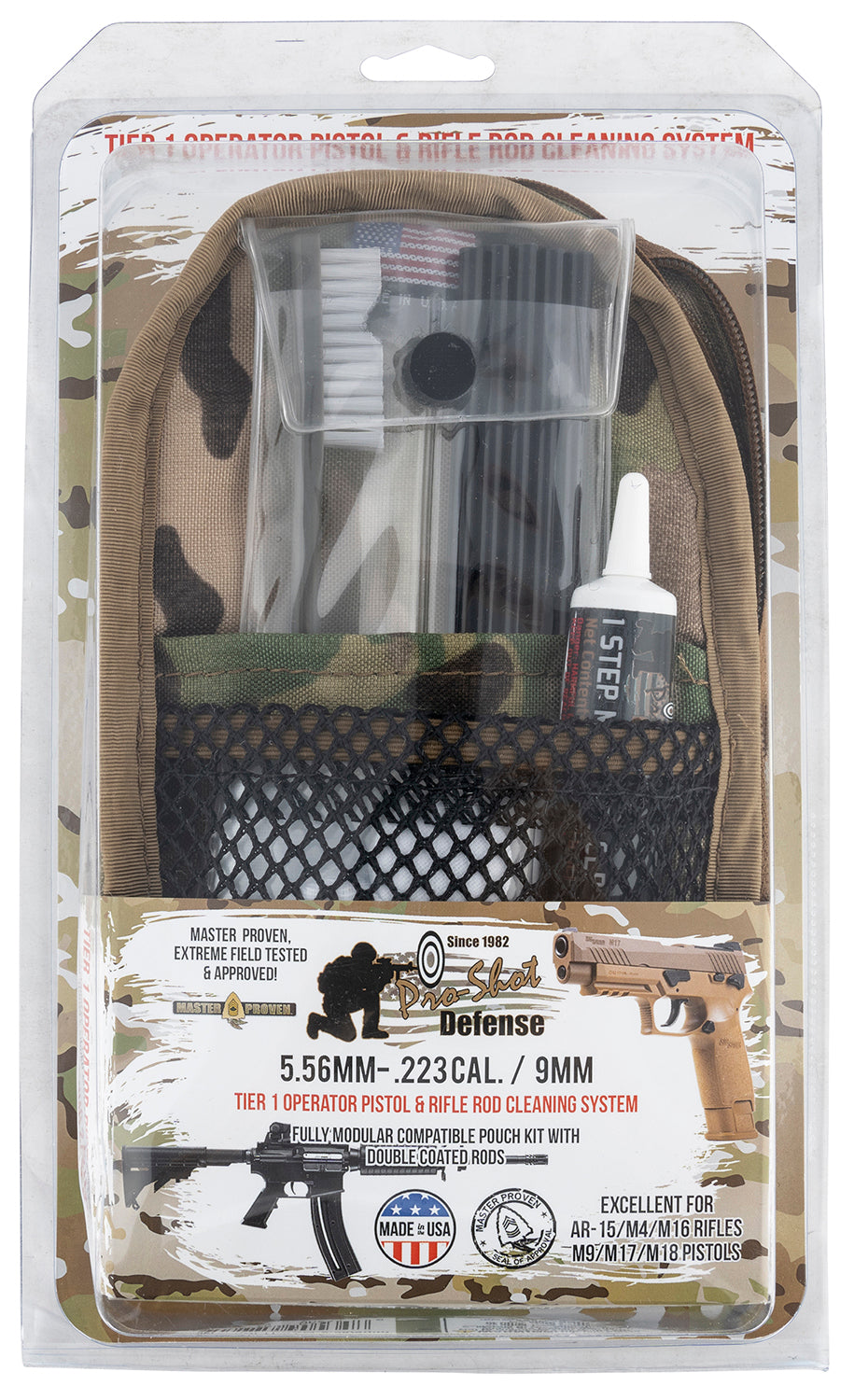 Pro-Shot Rod Cleaning System Multi-Caliber 5.56mm/9mm with Multi-Camo Pouch Case