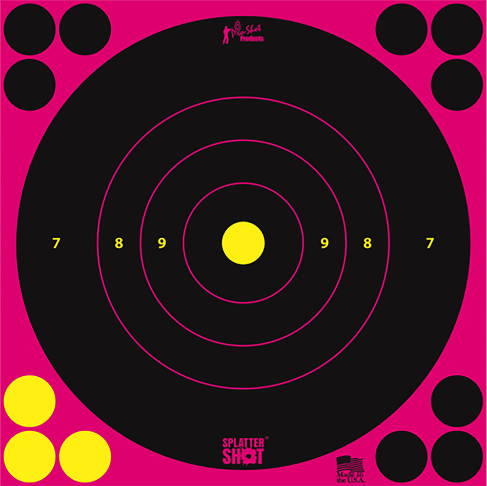 Pro-Shot SplatterShot 8BPINK6PK 8" Bullseye Peel and Stick Targets Black/Pink Pack of 6