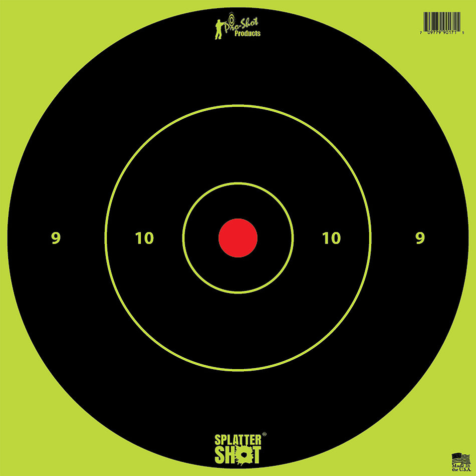 Pro-Shot SplatterShot 12BGREENTG12PK 12" Bullseye Heavy Paper Hanging Targets White Impact 12-Pack