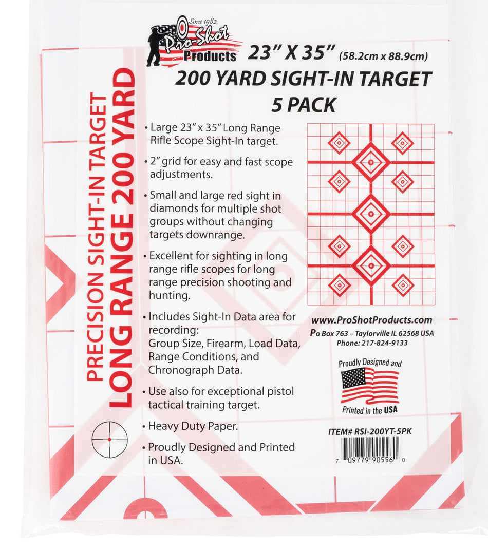 Pro-Shot SplatterShot RSI200YT5PK 23"x35" Sight-In Diamond Hanging Targets 200 Yards White/Red Pack of 5