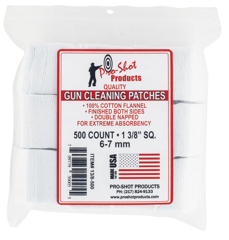 Pro-Shot 138500 Cleaning Patches 6mm/7mm 1.38" Cotton Flannel 500 Count