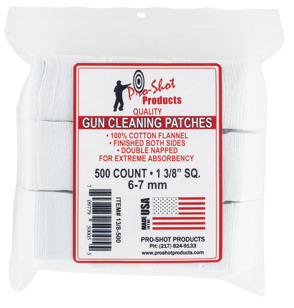 Pro-Shot 138500 Cleaning Patches 6mm/7mm 1.38" Cotton Flannel 500 Count