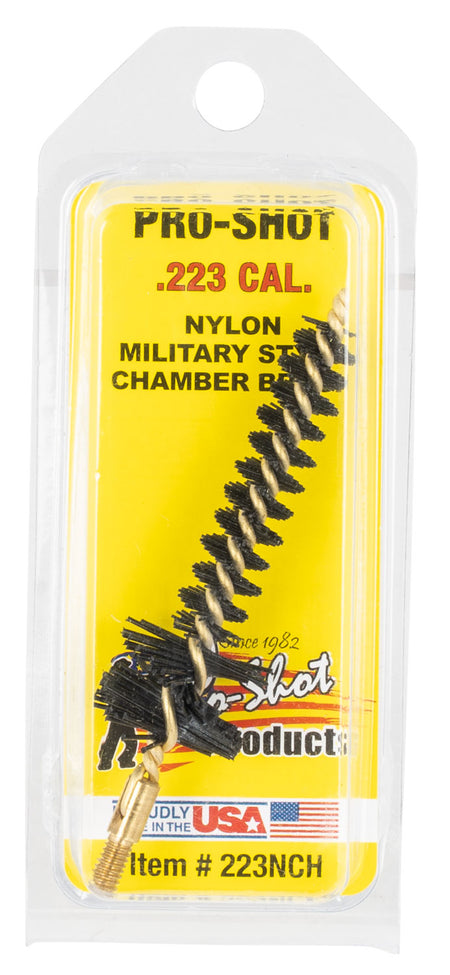 Pro-Shot 223NCH .223 Rem/5.56mm AR Chamber Brush Military Style Nylon Bristles Brass Core