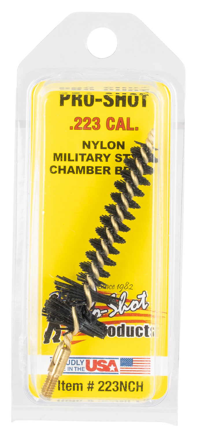 Pro-Shot 223NCH .223 Rem/5.56mm AR Chamber Brush Military Style Nylon Bristles Brass Core