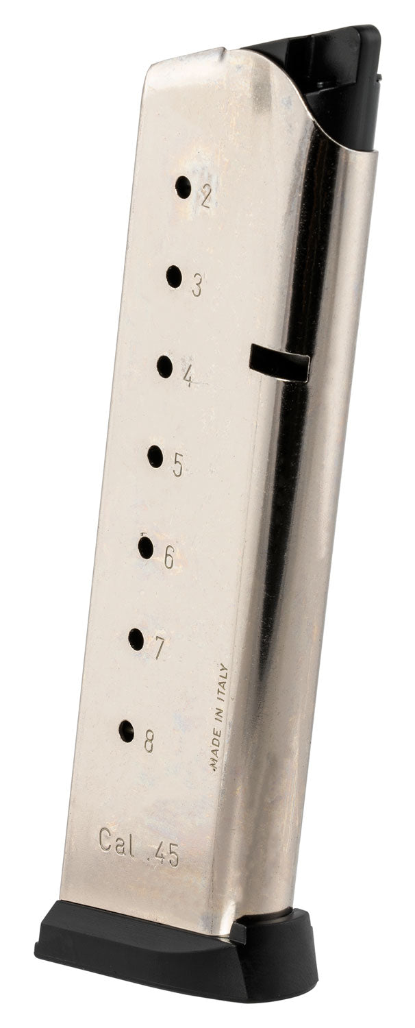 Mec-Gar MGCG4508NPF 1911 Government .45 ACP 8-Round Nickel Stainless Steel Magazine