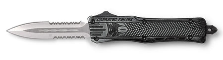 CobraTec SSWCTK1SDAG2SS CTK-1 OTF 2.75" Part Serrated Dagger D2 Blade Stonewashed Handle Glass Breaker Pocket Clip