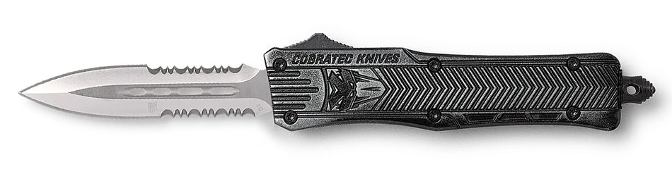 CobraTec SSWCTK1SDAG2SS CTK-1 OTF 2.75" Part Serrated Dagger D2 Blade Stonewashed Handle Glass Breaker Pocket Clip