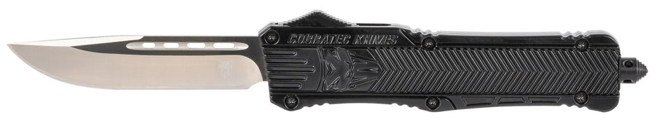 CobraTec LBCTK1LDNS CTK-1 Large OTF 3.75" Drop Point D2 Blade Black Handle Glass Breaker Pocket Clip