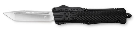 CobraTec LBCTK1LTNS CTK-1 Large OTF 3.25" Tanto Plain D2 Blade Black Handle Glass Breaker Pocket Clip