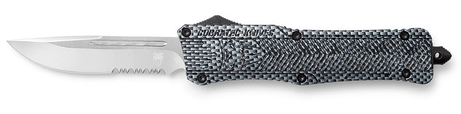 CobraTec CTK-1 Large 3.75" OTF Part Serrated Drop Point D2 Blade Carbon Fiber Aluminum Handle Glass Breaker Pocket Clip