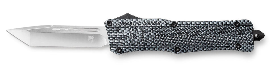 CobraTec CTK-1 Large 3.75" OTF Plain Tanto D2 Blade Carbon Fiber Aluminum Handle Glass Breaker Pocket Clip