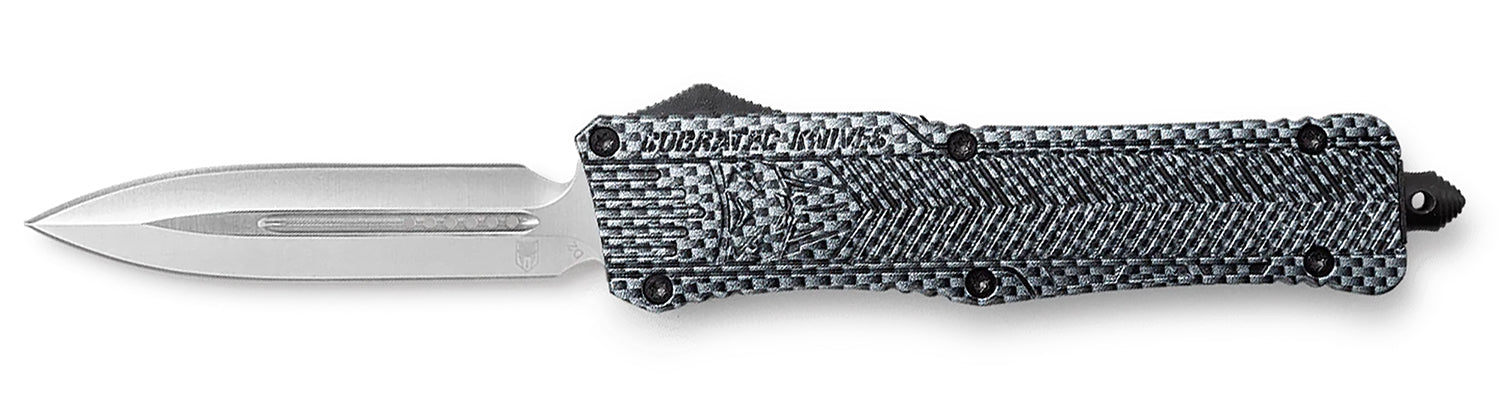 CobraTec CTK-1 Large 3.75" OTF Plain Dagger D2 Steel Carbon Fiber Aluminum Handle w/ Glass Breaker & Pocket Clip