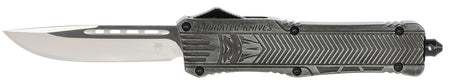 CobraTec CTK-1 Large 3.75" OTF Plain Drop Point D2 Blade Stonewashed Aluminum Handle Glass Breaker Pocket Clip