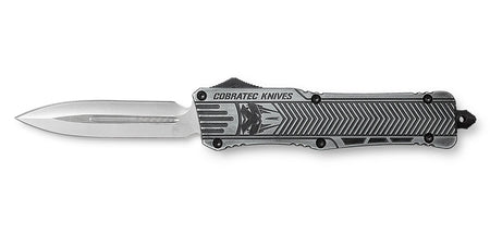 CobraTec CTK-1 Large 3.75" OTF Plain Dagger D2 Steel Stonewashed Aluminum Handle Glass Breaker Pocket Clip