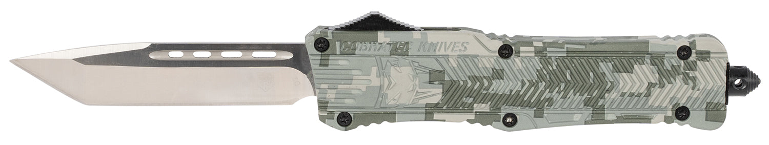 CobraTec CTK-1 Large 3.75" OTF Plain Tanto D2 Blade Army DigiCamo Aluminum Handle Glass Breaker Pocket Clip