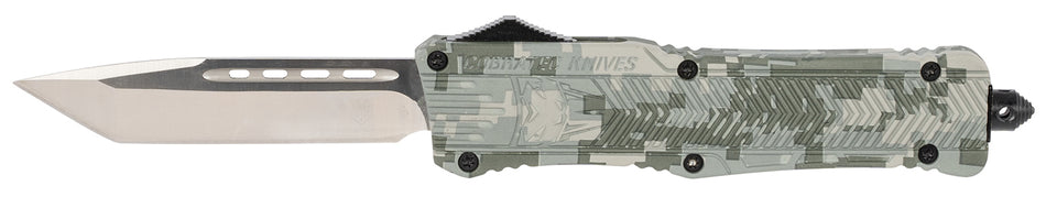 CobraTec CTK-1 Large 3.75" OTF Plain Tanto D2 Blade Army DigiCamo Aluminum Handle Glass Breaker Pocket Clip