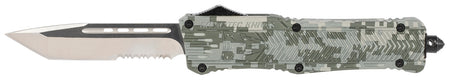 CobraTec CTK-1 Large 3.75" OTF Part Serrated Tanto D2 Blade Army DigiCamo Aluminum Handle Glass Breaker Pocket Clip