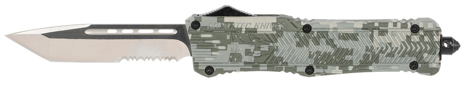 CobraTec CTK-1 Large 3.75" OTF Part Serrated Tanto D2 Blade Army DigiCamo Aluminum Handle Glass Breaker Pocket Clip
