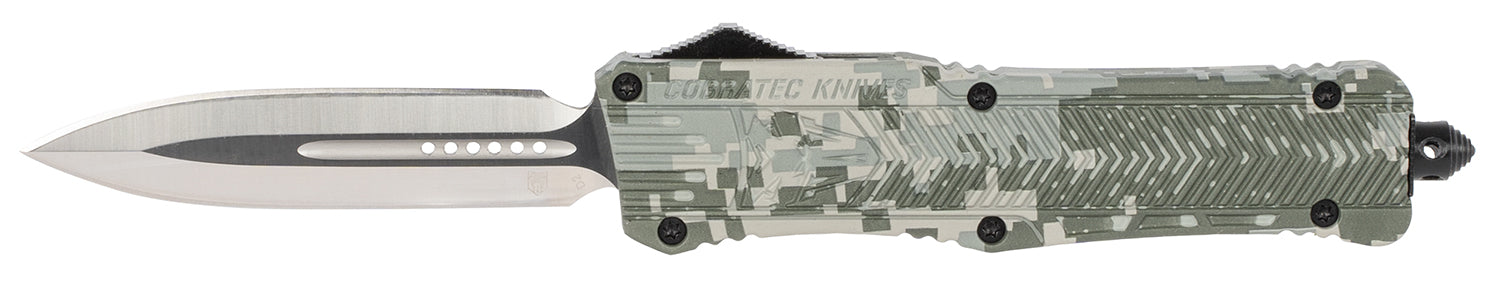 CobraTec CTK-1 Large 3.75" OTF Plain Dagger D2 Steel Army DigiCamo Aluminum Handle Glass Breaker Pocket Clip