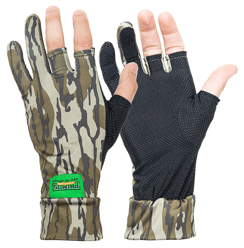 Primos Stretch Fit Fingerless Neoprene Gloves Mossy Oak BottomLand One Size