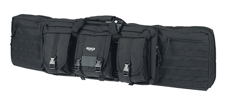 Rukx Gear 36" Double Rifle Case Black 600D Polyester Water Resistant Non-Rust Zippers