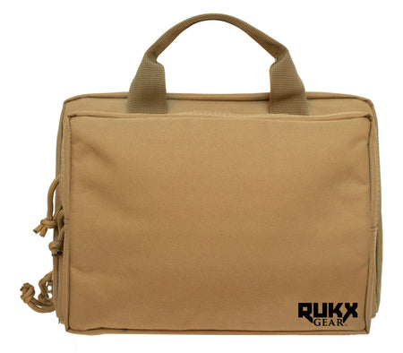Rukx Gear Double Pistol Bag Tan 600D Polyester for 2 Handguns