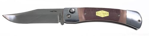Old Timer Cave Bear Automatic Folding Knife 3.9" SS Blade Sawcut Handle and Sheath