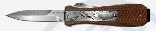 Smith & Wesson Unwavered Out-The-Front OTF 3" Spear Point Satin Wood Handle