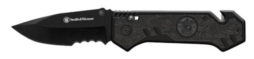 Smith & Wesson M&P Border Guard 3.5" Pivot Lock Knife with Strap Cutter in Black
