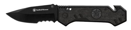Smith & Wesson M&P Border Guard 3.5" Pivot Lock Knife with Strap Cutter in Black