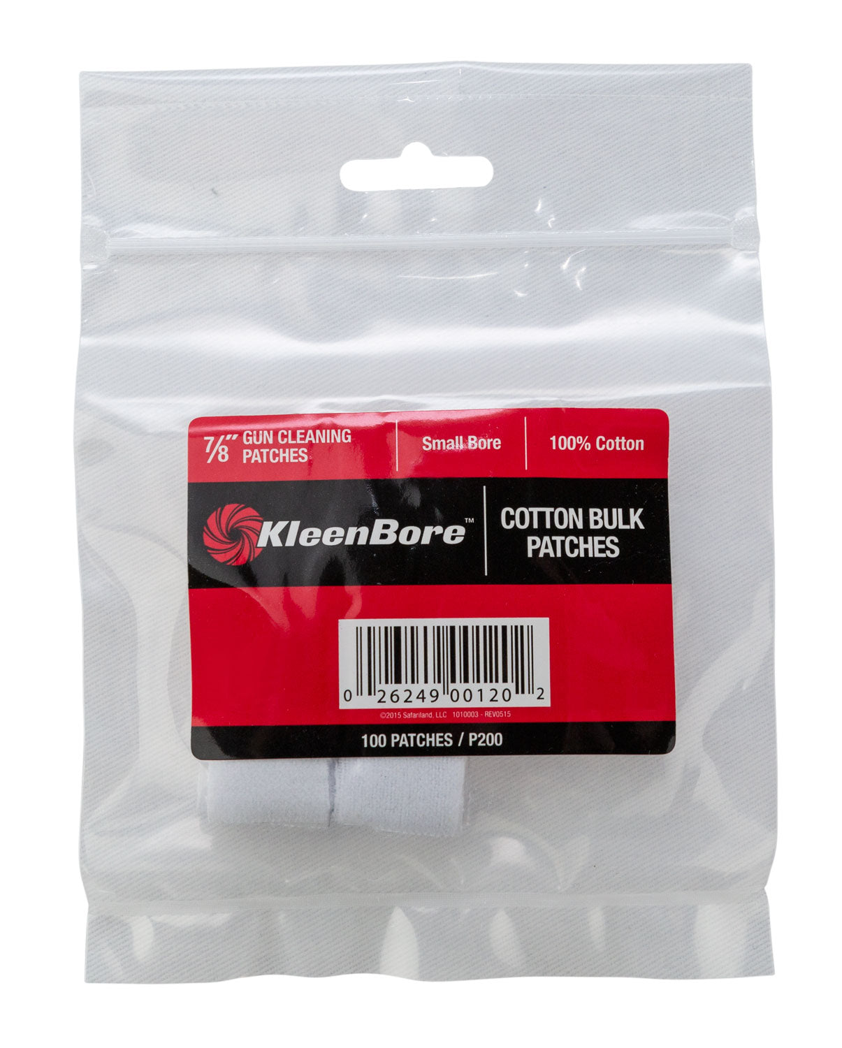 KleenBore P200 .17/.177/.200/.204 Cal Cotton Flannel Cleaning Patches 100 Count