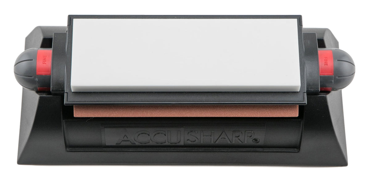 AccuSharp Deluxe Tri-Stone Sharpening System Coarse, Medium & Fine Stones Rubber Handle
