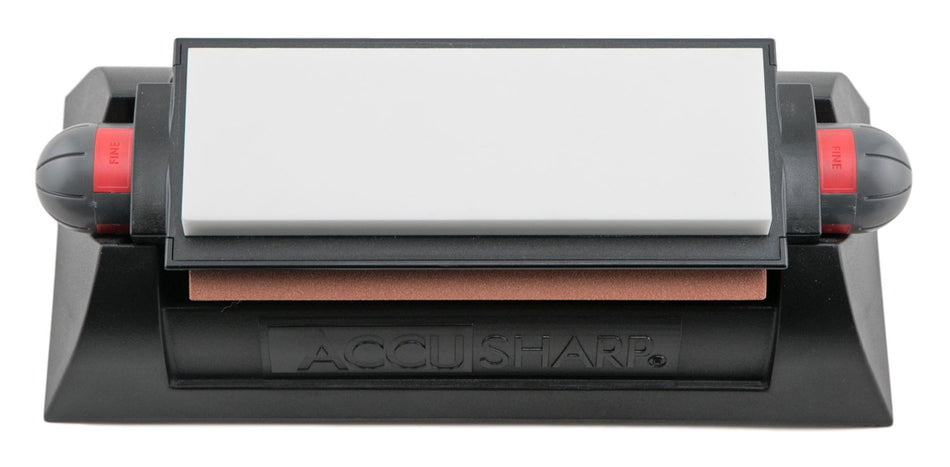 AccuSharp Deluxe Tri-Stone Sharpening System Coarse, Medium & Fine Stones Rubber Handle