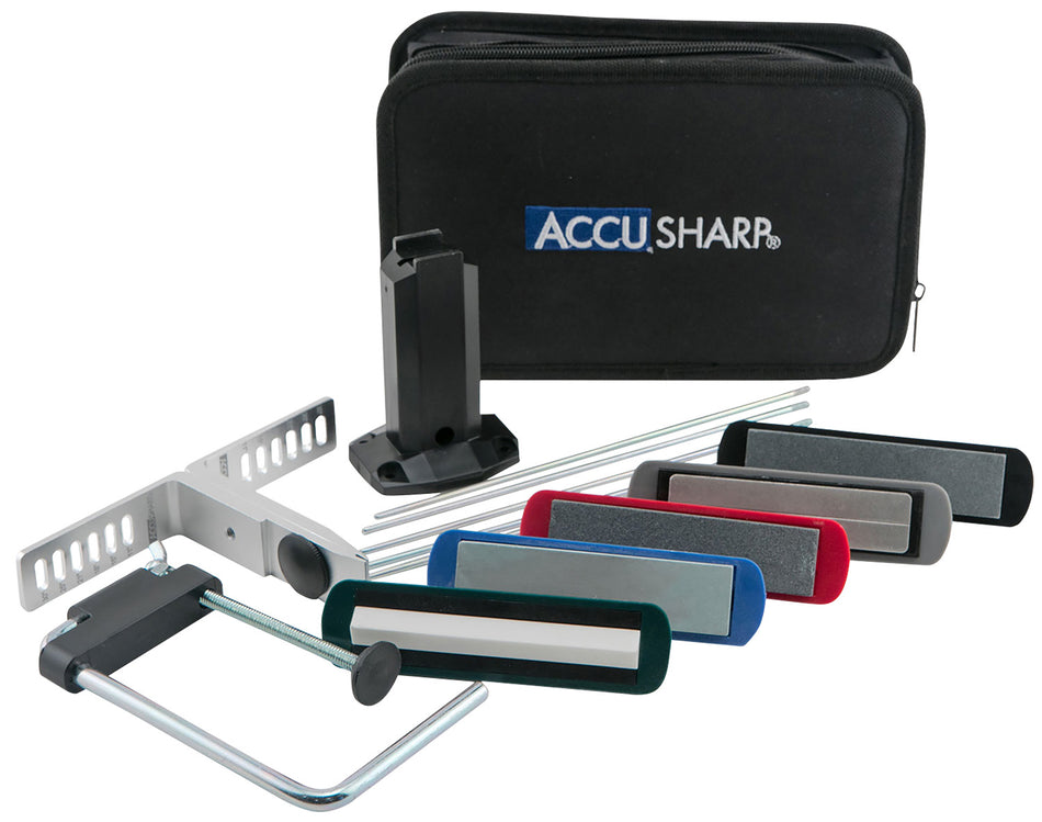 AccuSharp 5-Stone Precision Sharpening Set Adjustable Angle Clamp Extra Coarse to Ultra-Fine